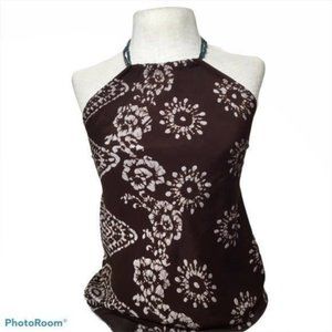 Halter Top Accented Necklace Neckline Accented Back Tie Ladies Small